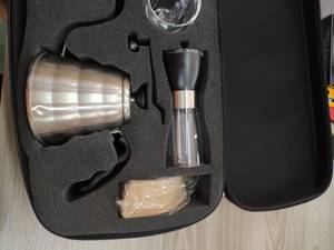 Versare sopra la caffettiera Set regalo metallo nero classico acciaio inossidabile strumenti per <span class=keywords><strong>caffè</strong></span> e tè negozi di alimenti e bevande macinacaffè - Product Image 4