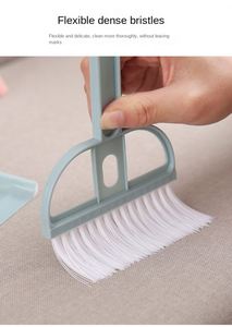 Mini balayette et pelle de bureau portables en polyester durable avec poils plats en PP, petit outil de balayage, brosse pour clavier - Product Image 3