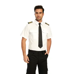 カスタム高品質メンズ半袖パイロットユニフォームポロワークウェアメカニックエンジニアワークシャツ