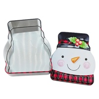 Boîte en fer blanc personnalisée recyclable en forme de bonhomme de neige pour Noël, de qualité alimentaire, pour biscuits, bonbons et chocolats, cadeau de Noël