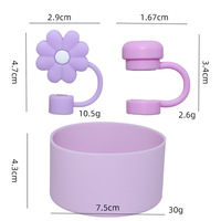 Pour Stanley Cup 10mm Silicone Fleur Paille Cache-Poussière Trois Pièces Ensemble Tête De Champignon Paille Chrysanthème Cap Accessoires