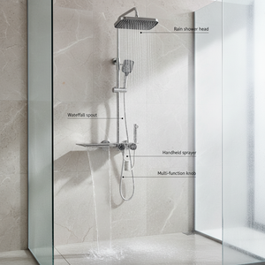 Polished Chrome and Gold Bathroom In-Wall Shower Mixer Tap With Slide Bar Rain <b>Spray</b> Pattern Brass Wall <b>Mount</b> Good Price HD-2026 - Product Image 2