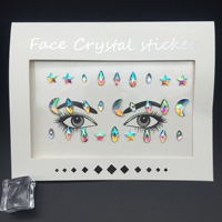 Autocollant adhésif corporel en cristal acrylique 3D temporaire, étanche et écologique pour maquillage féminin, idéal pour fêtes et festivals (vente en gros)