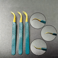 Hochpräzise Edelstahl-Pinzetten für Wimpernverlängerung, Goldene Feder-Delfin-Blüten-Pinzetten-Serie mit Glatter Spitze