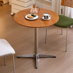 Ensemble de table et chaises de salle à manger carrées de style rétro, structure en acier inoxydable, plateau en bois massif, pour les boutiques de desserts, les salons de thé, les cafés, les restaurants - Product Image 3