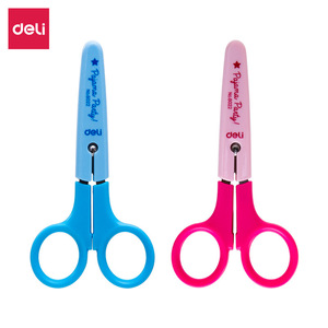 Deli Student Scissors 12.5Cm Stainless Steel Straight Blade With Hand Protector For School Craft Art Cutting Blue Pink Mixed - Product Image 5
