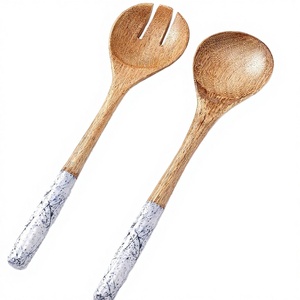 Ensemble de service alimentaire multifonction en bois, mélangeur de salade, lave-fruits à poignée, sécheur rapide de légumes et de laitues, outils de salade, ensembles de centrifugeuses - Product Image 2