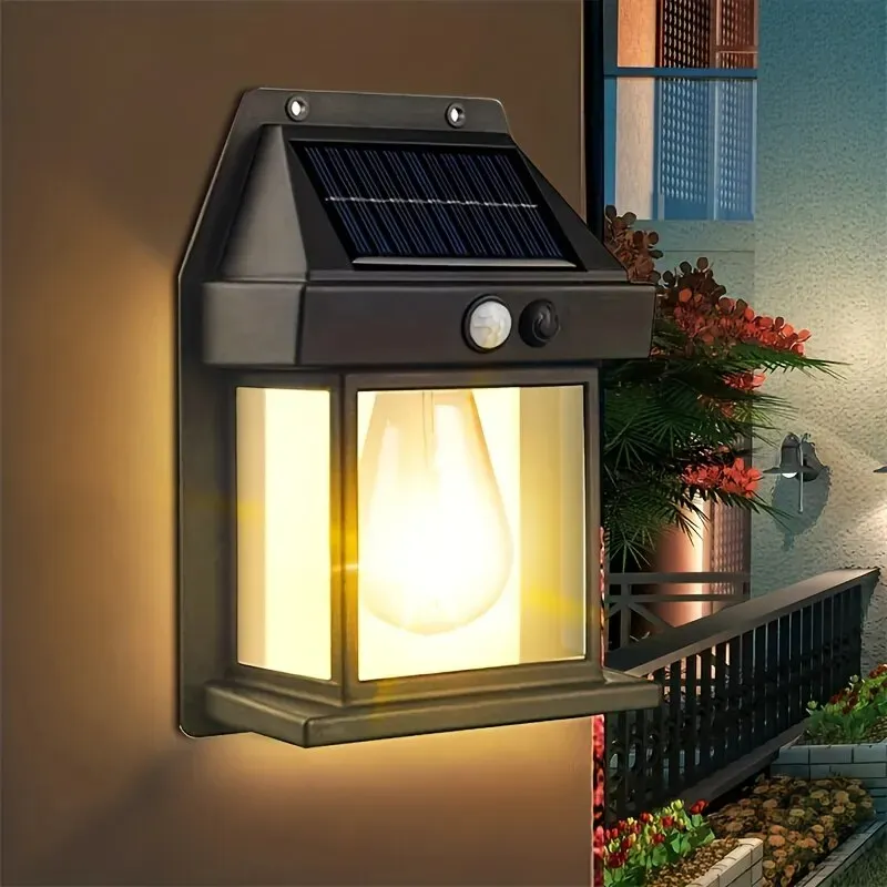 Lampe solaire à filament de tungstène extérieur IP65 lampe murale à induction intelligente cour jardin villa éclairage veilleuse