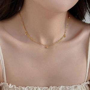 Dylam New Simplicity Design 925 Sterling Silver Rhodium 18K Gold Plated Link Chain <b>Bead</b> Pendant Necklace - Product Image 6