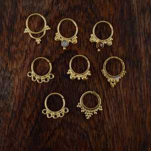 Women Septum and <b>Nose</b> Pin Jewelry Ethnic Plain gemstone Brass Fashion Piercing Jewelry gift for her. - Product Image 3