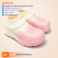 Pantoufles d'intérieur pour femmes, sabots à revers en maille, dégradé rose beige, plateforme, logo personnalisé, OEM ODM, vente en gros, faible MOQ
