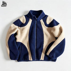 Custom logo Men Polar <strong>Fleece</strong> <strong>Jacket</strong> Fuzzy Zip up Embroidery Fluffy <strong>Thick</strong> Blank Heavy Winter Warm Masked Sherpa <strong>Jackets</strong> - Product Image 1