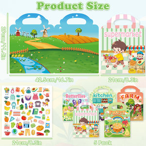 Livres d'autocollants gonflés pour enfants, autocollants 3D de dessins animés portables, livre d'activités, jouet cadeau pour filles et garçons - Product Image 2