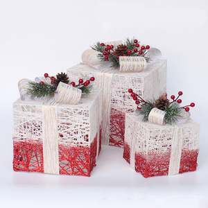Juego de Cajas de Regalo Navideñas Bai Yang, 3 Piezas, Decoración Roja y Blanca Envuelta en Hilo de Seda para Decoraciones Navideñas - Product Image 5