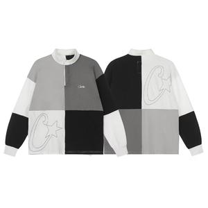 Nouveau polo brodé color-block tendance, style streetwear, hip-hop, coupe ample et décontractée, haut de base CORTEIZ - Product Image 1