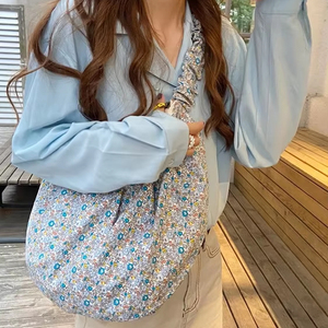 Sac fourre-tout de créateur promotionnel en toile de coton à la mode sac fourre-tout d'épicerie à imprimé floral de Style Ins coréen - Product Image 6