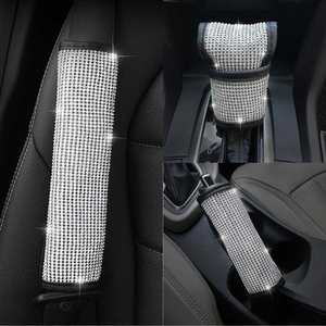 Accessoires intérieurs de voiture en strass et cristaux, coussinets de ceinture de sécurité, housses de frein à main - Product Image 2