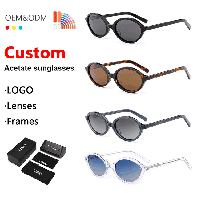 Small Oval Frame Fashion Sun Glasses High Quality UV400 Bio Acetate Luxury Sunglasses Men