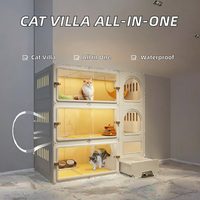 Meilleure Vente En Stock Villa pour Chat en Verre de Luxe Durable avec Bac à Litière Intégré Tout-en-un pour Usage Intérieur pour Chats Mignons