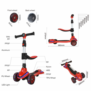<span class=keywords><strong>3</strong></span> عجلة مع مصباح ليد <span class=keywords><strong>2</strong></span> في 1 للطي الصواريخ رذاذ الدخان فقاعة مقعد للأطفال الاطفال المصنعة ركلة سكوتر قدم للبيع - Product Image 6