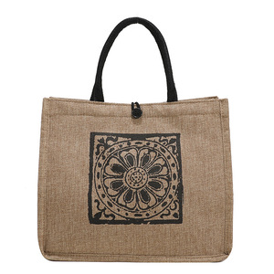 Sac à main pour femme de style coréen Sac fourre-tout en <span class=keywords><strong>coton</strong></span> <span class=keywords><strong>et</strong></span> <span class=keywords><strong>lin</strong></span> de grande capacité à bandoulière unique avec imprimés de navettage - Product Image 5