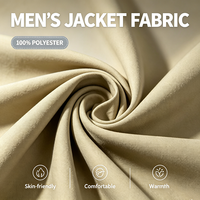 Veste décontractée pour homme en polyester kaki, coupe oversize, col montant, doublure à carreaux, ourlet à poches plaquées, épaules tombantes, poignets élastiques