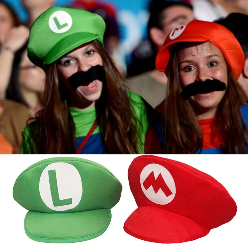 UFOGIFT cadılar bayramı Cosplay parti kostüm şapka süper Mario kardeşler Mario ucuz süper Mario şapka sakallı