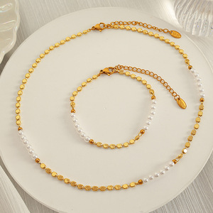 Pearl Necklace Set Gold Copper Beads AA Grade Women's Everyday Wear - Product Image 2