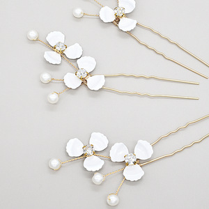 Petite fleur blanche faite à la main, diadème orné, décoration de mariage, épingle à <span class=keywords><strong>cheveux</strong></span> pour <span class=keywords><strong>mariée</strong></span> et demoiselle d'honneur, accessoire pour <span class=keywords><strong>cheveux</strong></span> <span class=keywords><strong>courts</strong></span>, fermoir - Product Image 4