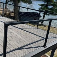 Doppelgeländer aus 316/304 Edelstahl, modernes quadratisches, rost- und wasserbeständiges Balkon-, Treppen- und Garten-Geländer für Veranda und Terrasse