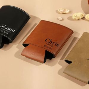 Custom Promotion Printing Laser Drink <b>Can</b> Cooler Insulated Beer Coolers Neoprene PU Leather Sleeve Stubby Holder - Product Image 5