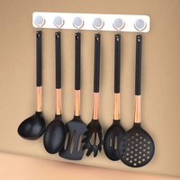 Kingwise Meilleure vente Ensemble de cuisine en nylon antiadhésif 7 pièces durable en acier inoxydable or rose Tourneurs à main Pâtes Accessoires de cuisine