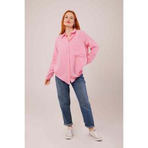 Chemise rose ample en gros pour femmes, taille XL, style vintage, bouton, décontractée, satin de soie, tricotée, denim longue pour l'automne, fête - Product Image 5