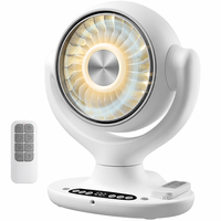 Ventilateur de bureau avec télécommande, oscillant, rechargeable, portable, pour camping-car, avec lumière LED, affichage numérique, faible bruit