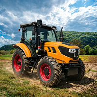 Tracteur 4x4 puissant de 100 CV avec cabine climatisée, système hydraulique robuste, levage élevé, démarreur électrique, moteur et boîte de vitesses robustes