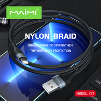 Prise de charge rapide Maimi X57 avec câble de charge pour smartphone USB Type-C en nylon tressé, câble de charge de données Micro USB
