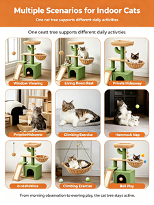 Árbol para Gatos Verde con Forma de Cactus para Ventanas de <span class=keywords><strong>Apartamentos</strong></span> Pequeños, Percha para Observación de Aves con Hamaca Privada, Rampa de Sisal para Gatos de Interior - Product Image 4