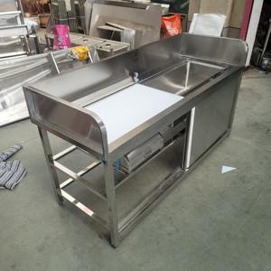 Cuisine commerciale Fabrication en acier Station de travail de blanchisserie industrielle Équipement de supermarché Station de travail de poisson en acier inoxydable - Product Image 4