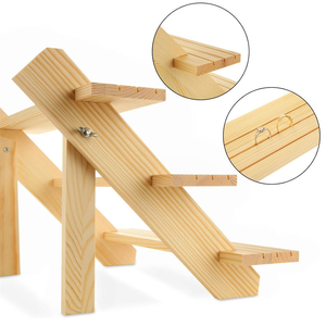 Estante <span class=keywords><strong>de</strong></span> Exhibición <span class=keywords><strong>de</strong></span> Madera Sólida Natural <span class=keywords><strong>de</strong></span> Tres Niveles, Ajustable y Fácil <span class=keywords><strong>de</strong></span> Montar, con Ranuras Pre-cortadas <span class=keywords><strong>para</strong></span> Exhibición, <span class=keywords><strong>de</strong></span> Primera Calidad - Product Image 1