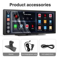 10.25 pouces IPS écran tactile intelligent HD Portable sans fil CarPlay Android Auto GPS Navigation voiture pour lecteur Radio USB 1 an