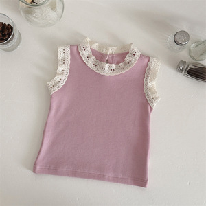 Hauts à manches courtes en coton côtelé à volants pour petites filles, vêtements d'été - Product Image 4