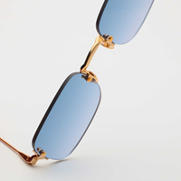 Lunettes de soleil sans monture Lmamba, design rectangulaire, métal, verres dégradés UV400, logo personnalisé, pour hommes et femmes