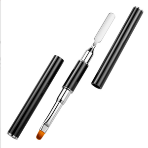 Double End Stainless Steel Nail Pusher Brush Extra Fine Synthetic Filbert Gel <b>Builder</b> Brush for Manicure Tools - Product Image 6