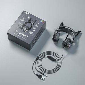Audífonos con Cable con Orejas de Gato G25, Lindos Audífonos con Orejas de Gato Luminosos con Cable para Juegos con Micrófono - Product Image 5