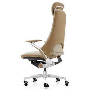 Chaise de bureau de luxe ergonomique avec dossier réglable en cuir et base en bois massif, nouvelle chaise de direction électrique, accessoire de bureau exécutif - Product Image 3