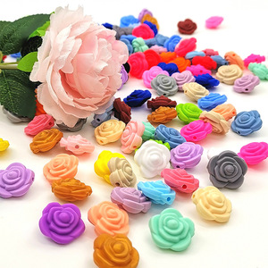 Cuentas de silicona con forma de flor, grado alimenticio, mordedor de rosa para bebé de 20 mm, cuentas colgantes para collar de lactancia y chupete - Product Image 2