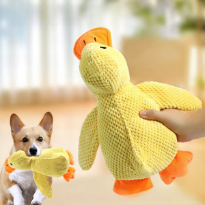 Hondenspeelgoed Kleine gele cartoon-eend Fluweelzacht pluche Zelfvermakend bijtbestendig bijtspeeltje met geluid voor kleine/middelgrote honden - Product Image 3