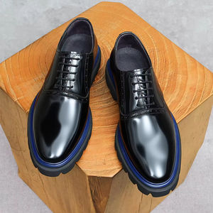 Chaussures habillées en cuir véritable de qualité supérieure pour hommes, à lacets, antidérapantes, imperméables, confortables pour le travail quotidien au bureau - Product Image 2