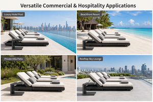 Gewerbliche, hochbelastbare Aluminium-Sonnenliege, modular, für Resort-Hotels, Pool-Tagesbett mit Rädern, Projekt- und Vertragsmöbel - Product Image 3