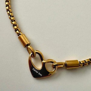 नए डिजाइन सोने स्टेनलेस स्टील डबल पक्षीय दिल पेलेंट हार व्यक्तिगत हमेशा के लिए गहने - Product Image 4